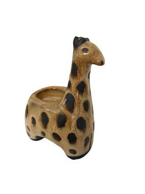Vintage Ceramic Giraffe Tealight Candle Holder Planter Safari Animal Decor
